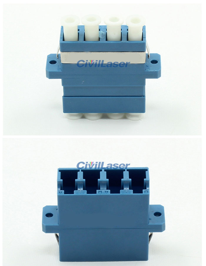 LC Singal Mode Four Core Blue Plastic Fiber Optic Adapter